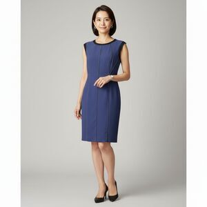 Rebecca Taylor Sheath Dress Chain Detail Sleeveless Purple Blue Women sz 2 Chic